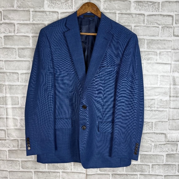 Lauren Ralph Lauren Black Label Linen Blend Cobalt Blazer Suit Jacket Mens 42R - Picture 1 of 12